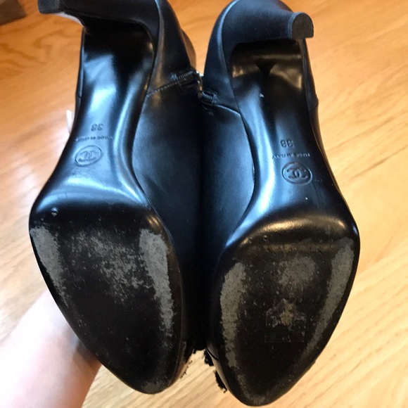Chanel black leather booties US size 7 (size 38) - Picture 7 of 7